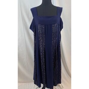 R&M Richards Women‎ Navy Blue Cold Shoulder Fit N Flare Size 20W